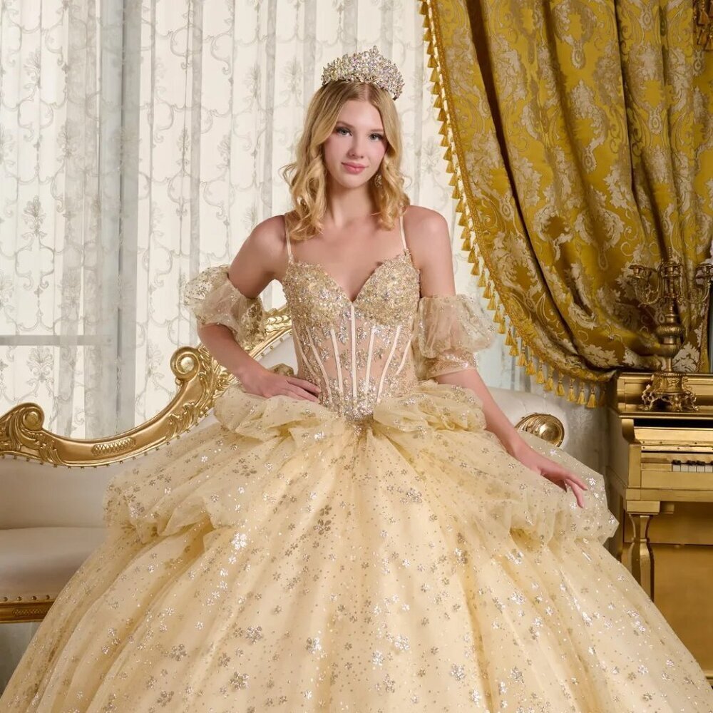 New Formal Off Shoulder Maxi Quinceanera Gown w/ Rhinestones Embroidery GL3646